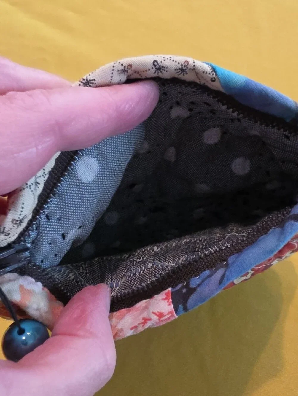 Lot of 2 Handcrafted Pouches 100% Silk Embroidered Dragonfly & Quilted Patchwork